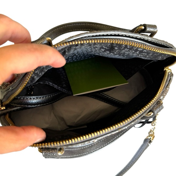 NWT New Kate Spade Mini Reiley Laurel Way Glitter Bag Satchel Crossbody Gunmetal - Picture 7 of 12